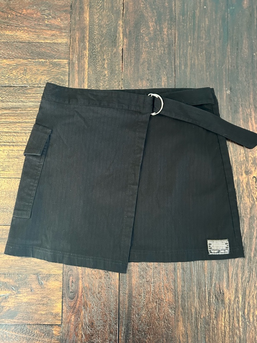 Urban Outfitters Black Wrap Cargo Mini Skirt with D-Ring Belt